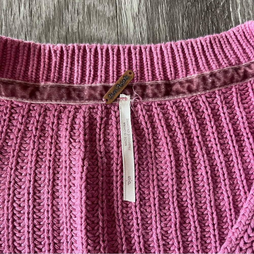 Free People Pink Flowy Sleeve Sweater | Ribbed Knit Sweater Size Small - Picture 4 of 6